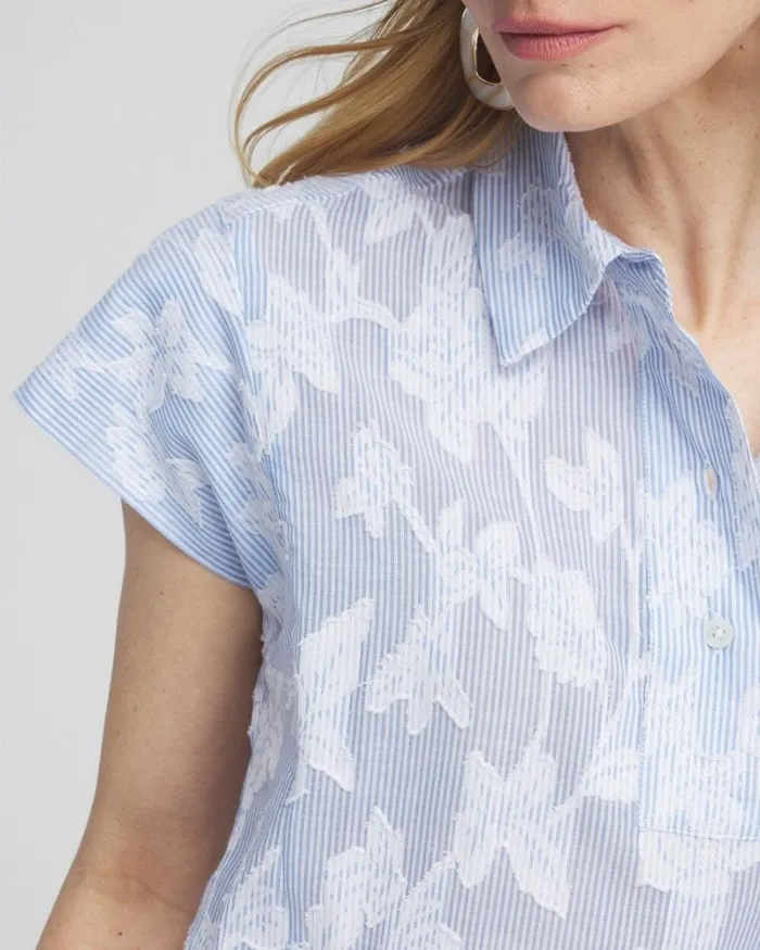 Chico039s Matching Sets Jacquard Dolman Sleeve Top Whiteblue 8211 Clothing