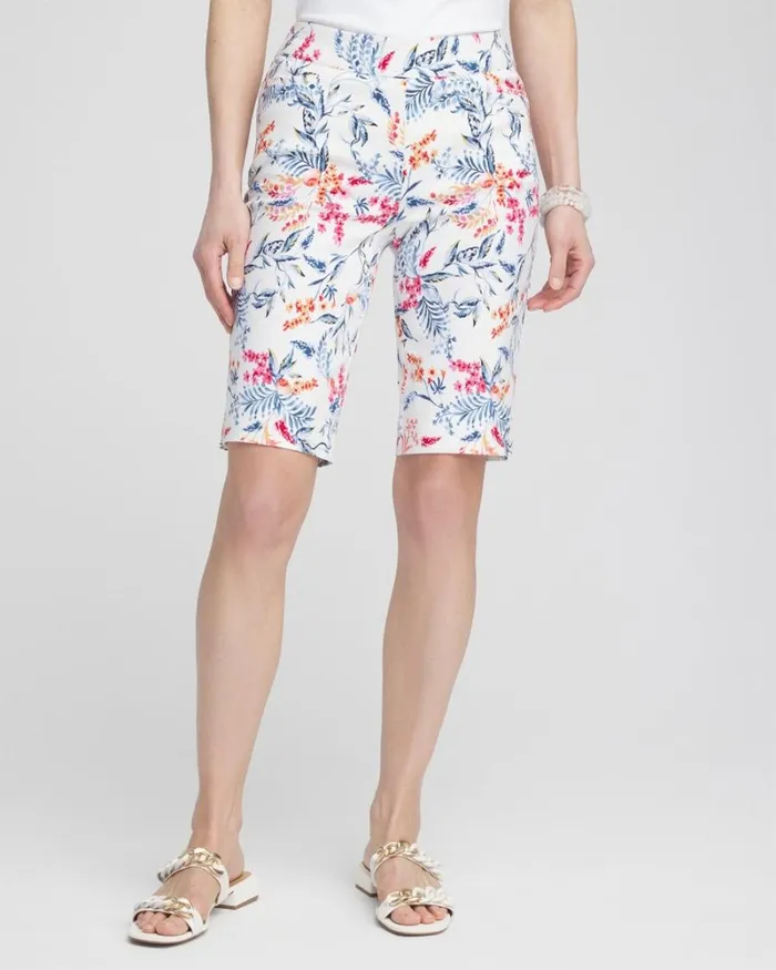 Chico039s Pants Brigitte 10034 Sea Life Print Shorts Alabaster 8211 Clothing