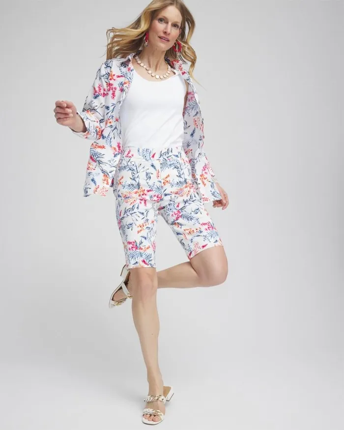 Chico039s Pants Brigitte 10034 Sea Life Print Shorts Alabaster 8211 Clothing