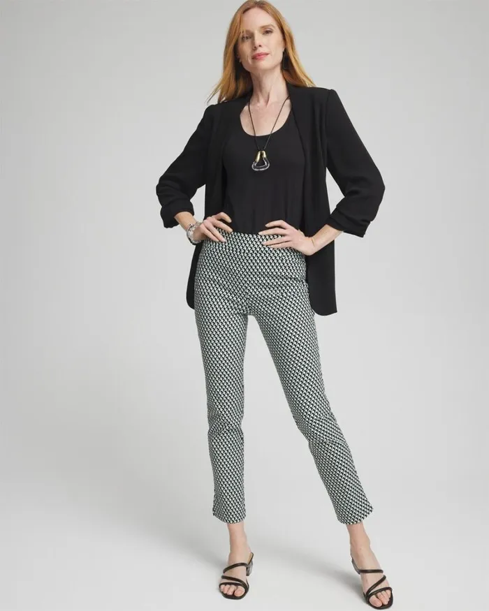 Chico039s Pants Brigitte Dot Grid Ankle Pants Blackalabaster 8211 Clothing
