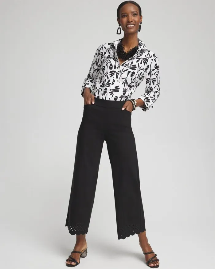 Chico039s Pants Brigitte Embroidered Wide Leg Cropped Pants Alabasterblack 8211 Clothing Chico039s Pants Brigitte Embroidered Wide Leg Cropped Pants Alabasterblack 8211 Clothing