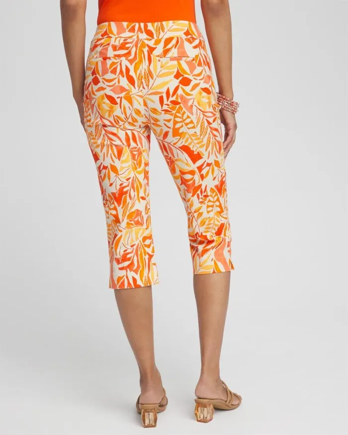 Chico039s Pants Brigitte Leaf Print Capris Natural Tan 8211 Clothing