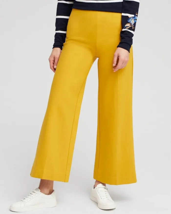 Chico039s Pants Ponte Wide Leg Ankle Pants Golden Hour 8211 Clothing