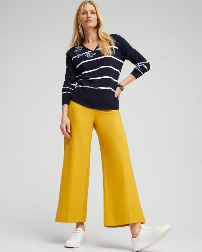 Chico039s Pants Ponte Wide Leg Ankle Pants Golden Hour 8211 Clothing