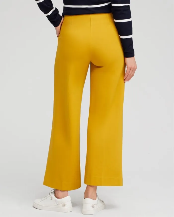Chico039s Pants Ponte Wide Leg Ankle Pants Golden Hour 8211 Clothing