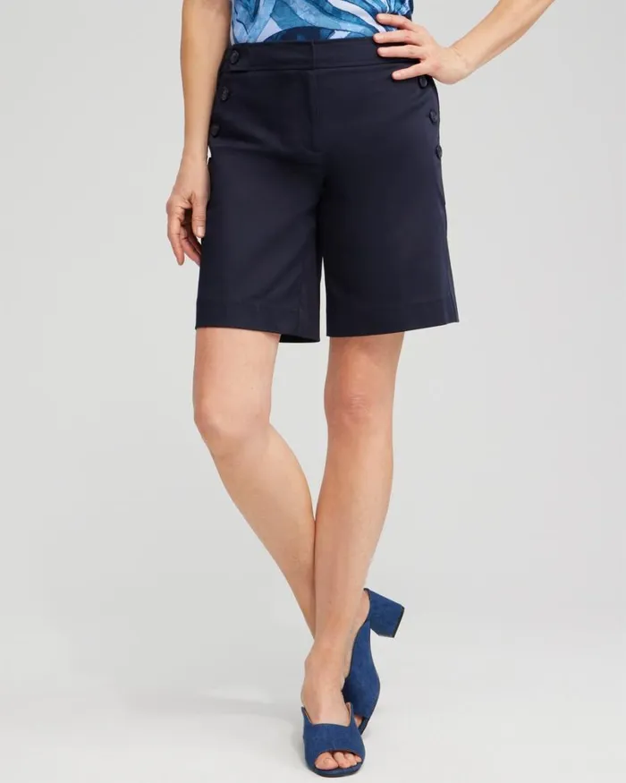Chico039s Pants Sailor Button Shorts Classic Navy 8211 Clothing