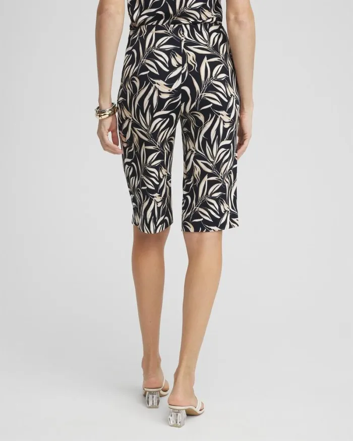 Chico039s Pants Travelers Leaf Print Bermuda Shorts Sycamore 8211 Clothing