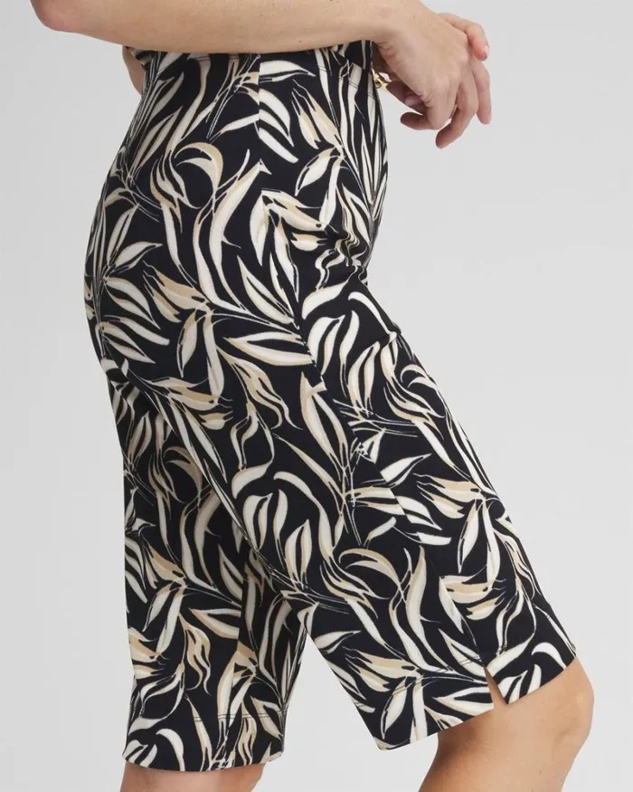 Chico039s Pants Travelers Leaf Print Bermuda Shorts Sycamore 8211 Clothing