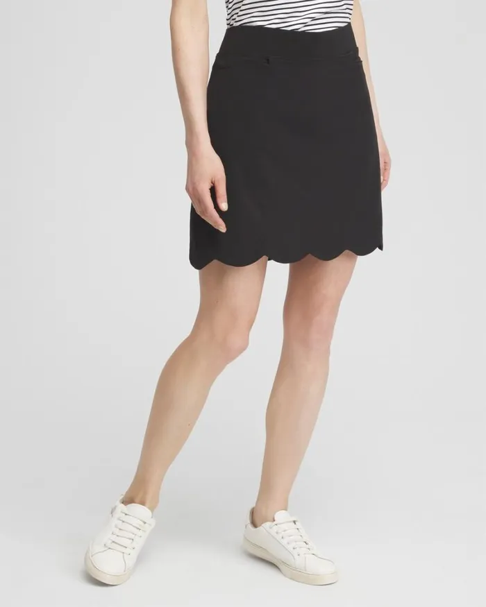 Chico039s Pants Zenergy UPF Neema Scallop Hem Skort Black 8211 Clothing