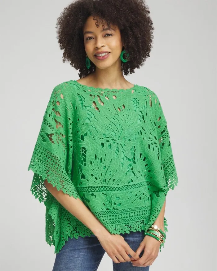 Chico039s Ponchos and Ruanas Lace Crochet Poncho Grassy Green 8211 Shoes and Accessories Chico039s Ponchos and Ruanas Lace Crochet Poncho Grassy Green 8211 Shoes and Accessories