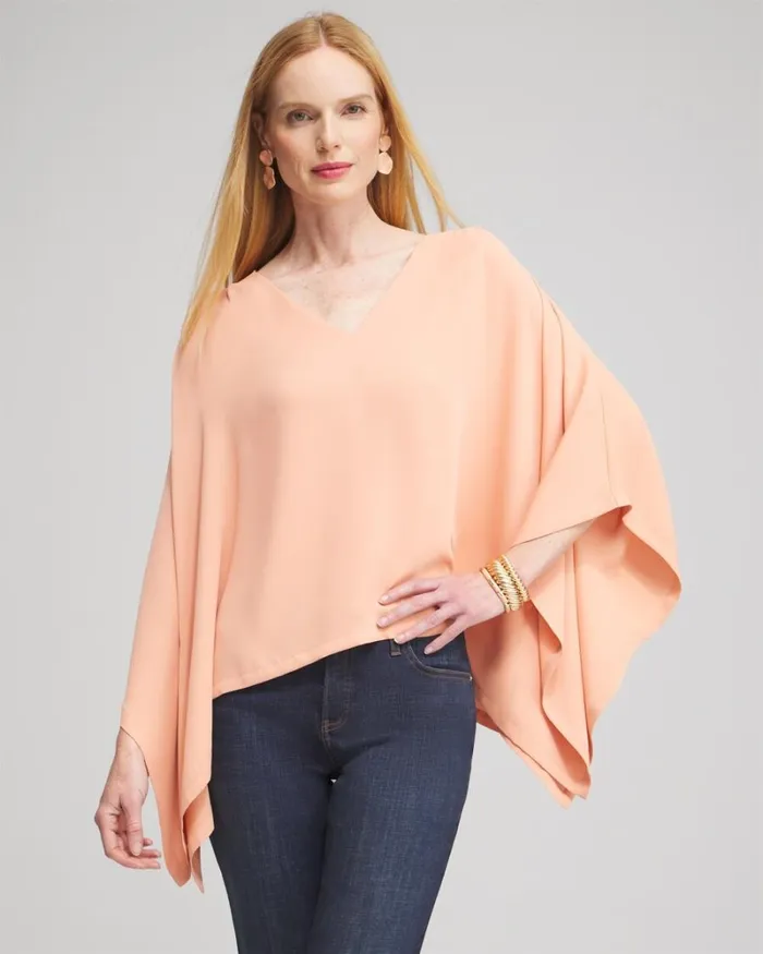 Chico039s Ponchos and Ruanas Pleated Vneck Poncho Pink Clay 8211 Shoes and Accessories Chico039s Ponchos and Ruanas Pleated Vneck Poncho Pink Clay 8211 Shoes and Accessories