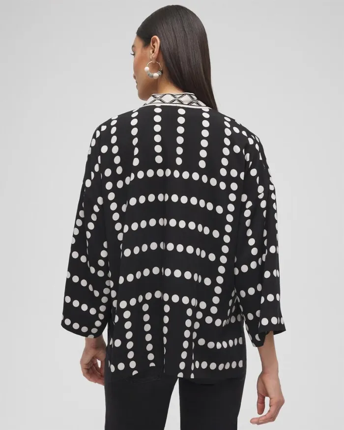 Chico039s Ponchos and Ruanas Silk Blend Mixed Print Kimono Black 8211 Shoes and Accessories Chico039s Ponchos and Ruanas Silk Blend Mixed Print Kimono Black 8211 Shoes and Accessories
