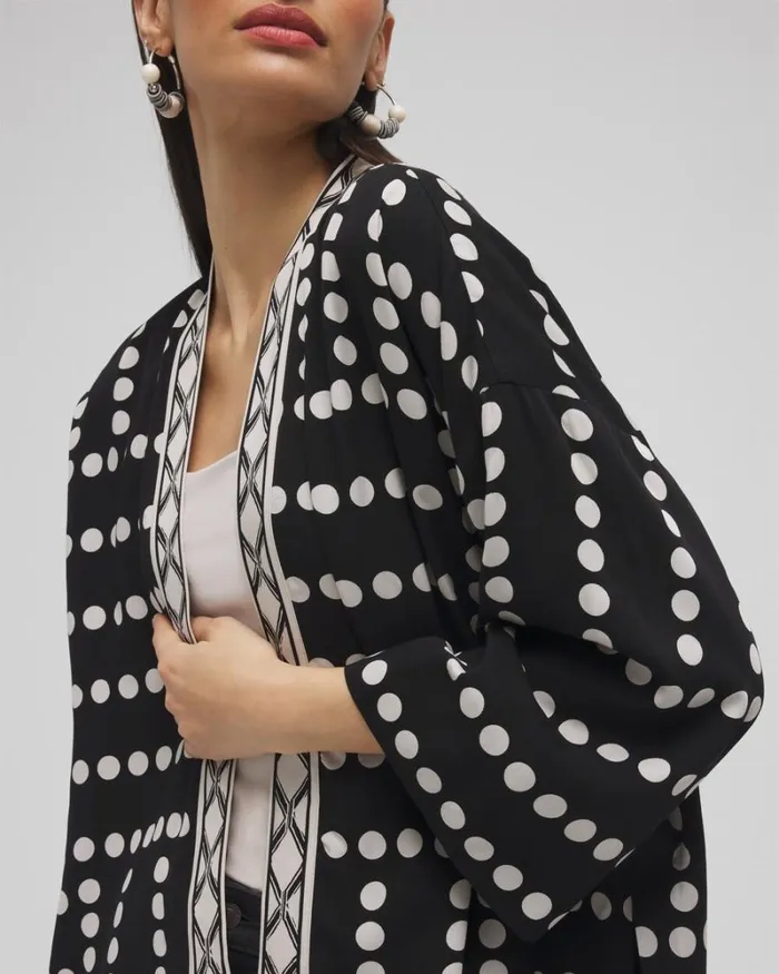Chico039s Ponchos and Ruanas Silk Blend Mixed Print Kimono Black 8211 Shoes and Accessories Chico039s Ponchos and Ruanas Silk Blend Mixed Print Kimono Black 8211 Shoes and Accessories