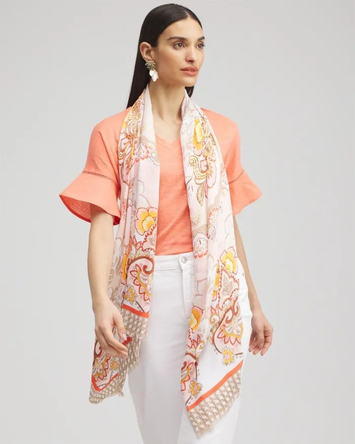 Chico039s Scarves Floral Tile Oblong Scarf Teakwood 8211 Shoes and Accessories Chico039s Scarves Floral Tile Oblong Scarf Teakwood 8211 Shoes and Accessories