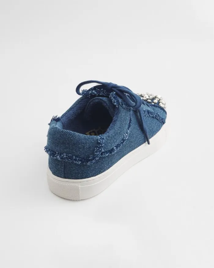 Chico039s Shoes Embellished Denim Sneakers Dark Denim 8211 Shoes and Accessories