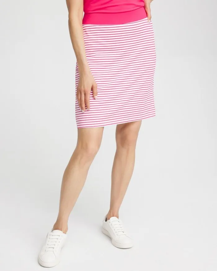 Chico039s Shorts Zenergy UPF Knit Stripe Skort Pink Bromeliad 8211 Clothing