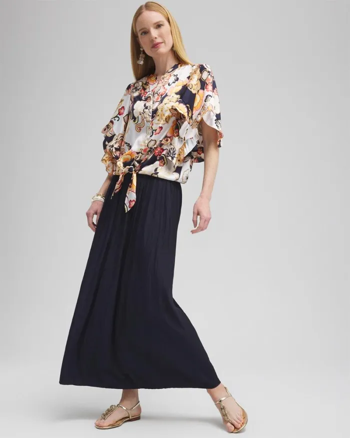 Chico039s Skirts Pullon Maxi Skirt Classic Navy 8211 Clothing