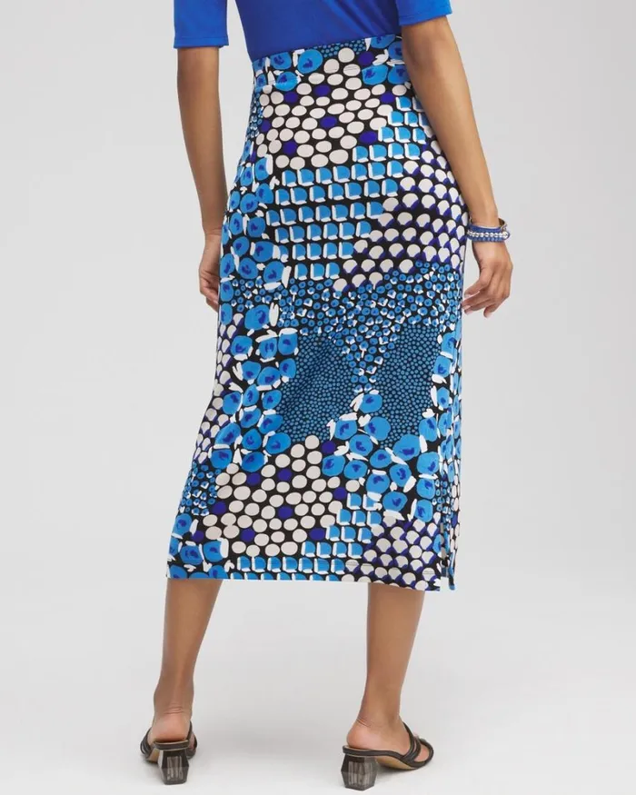 Chico039s Skirts Travelers Mixed Dots Midi Skirt Intense Azure 8211 Clothing