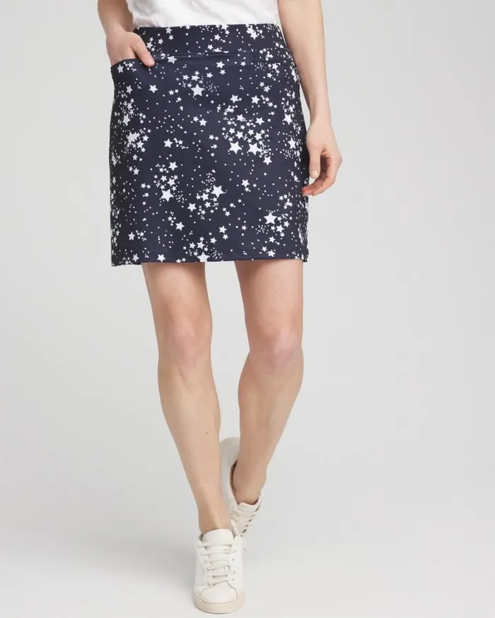 Chico039s Skirts Zenergy UPF Knit Stars Skort Classic Navy 8211 Clothing
