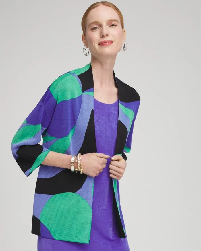 Chico039s Sweaters Travelers Abstract Kimono Cardigan Purple Nightshade 8211 Clothing