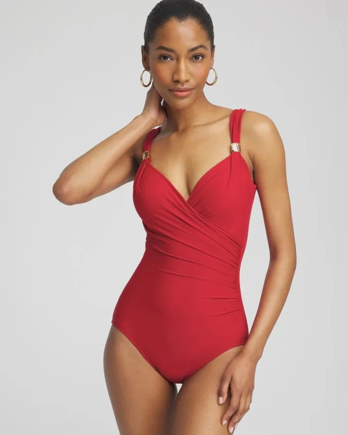 Chico039s Swim Miraclesuit Razzle Dazzle Siren One Piece Red 8211 Clothing