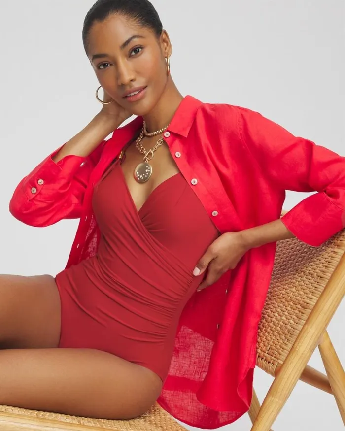 Chico039s Swim Miraclesuit Razzle Dazzle Siren One Piece Red 8211 Clothing