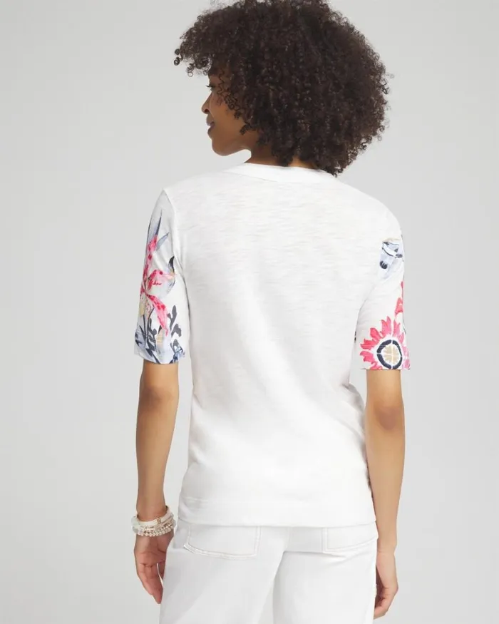 Chico039s Tees Floral Scoop Neck Tee Alabaster 8211 Clothing