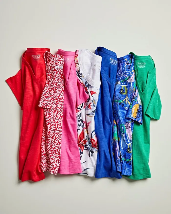 Chico039s Tees Floral Scoop Neck Tee Alabaster 8211 Clothing