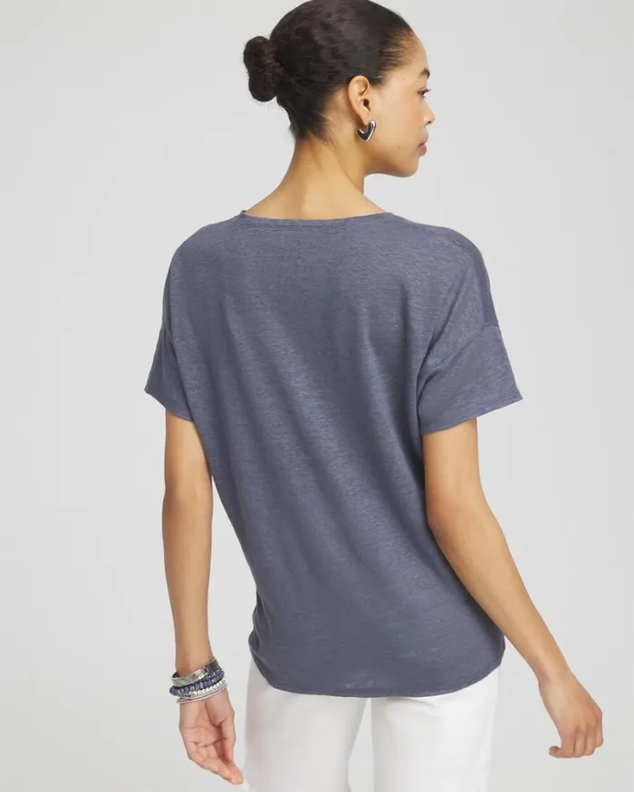 Chico039s Tees Slate Linen Sequin Tee Soft Slate 8211 Clothing