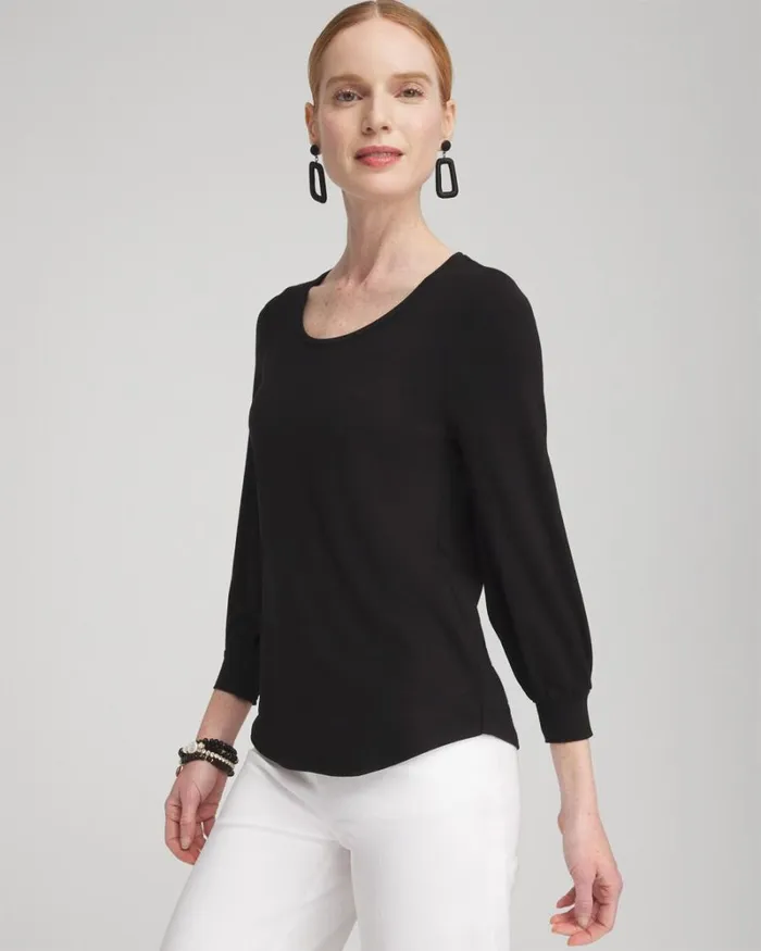 Chico039s Tees Touch Of Cool Smock Sleeve Tee Black 8211 Clothing