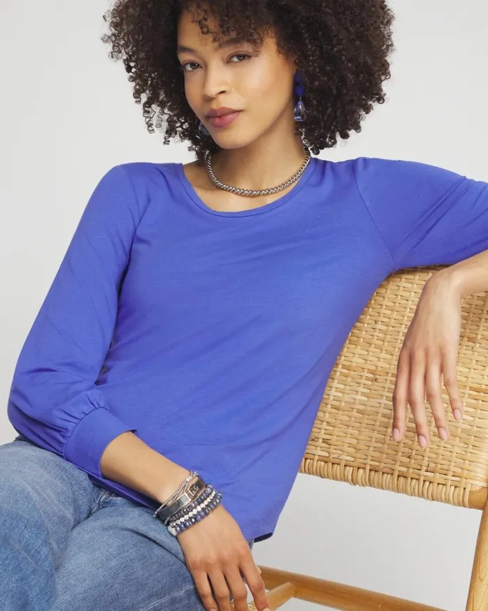 Chico039s Tees Touch Of Cool Smock Sleeve Tee Black 8211 Clothing