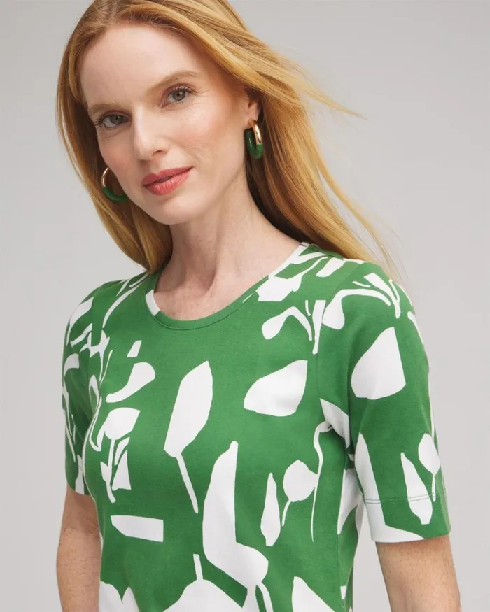 Chico039s Tops Abstract Everyday Elbow Sleeve Tee Verdant Green 8211 Clothing Chico039s Tops Abstract Everyday Elbow Sleeve Tee Verdant Green 8211 Clothing