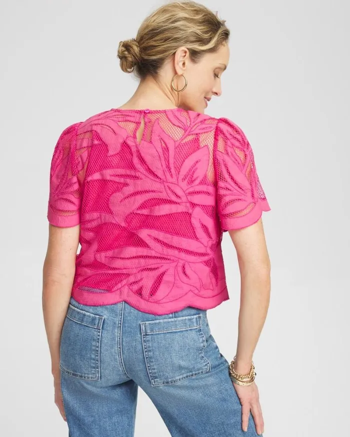 Chico039s Tops Applique Cut Work Top Alabaster 8211 Clothing
