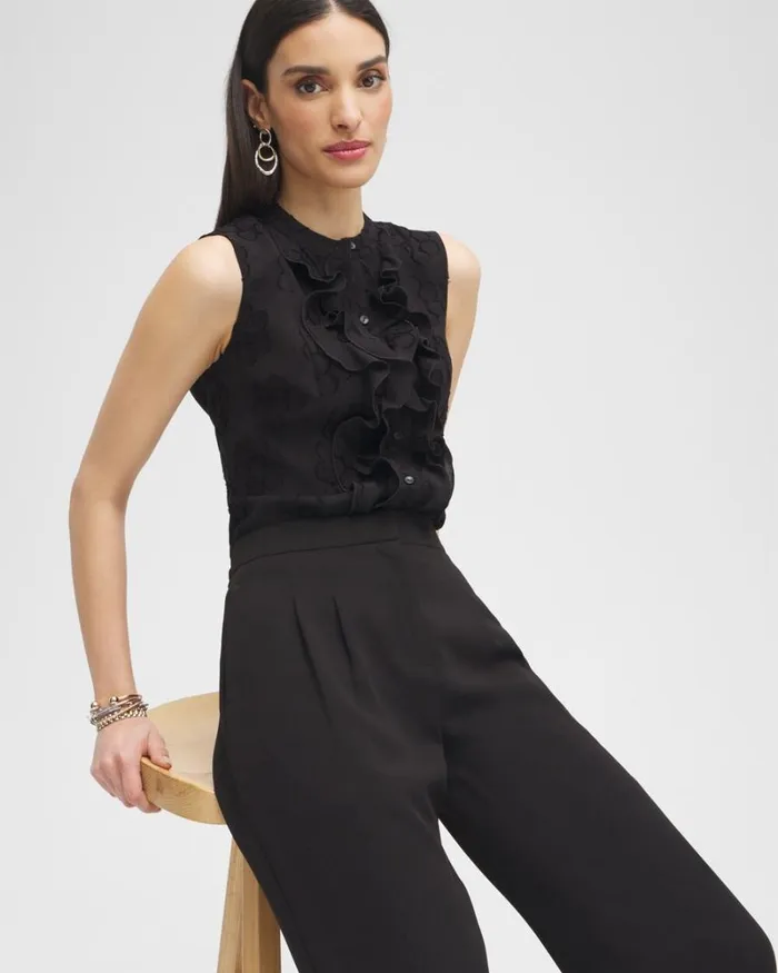 Chico039s Tops Black Label Ruffle Blouse Black 8211 Clothing