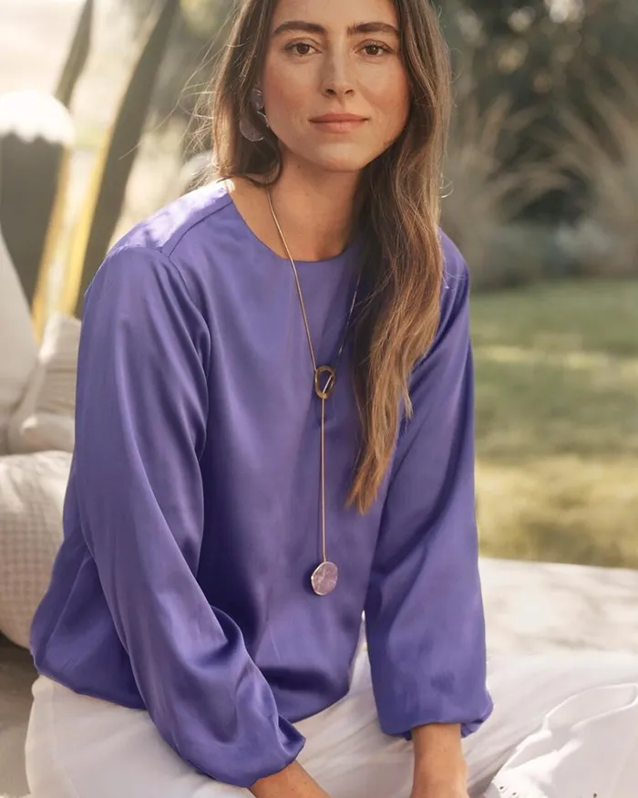 Chico039s Tops Bubble Hem Top Parisian Purple 8211 Clothing