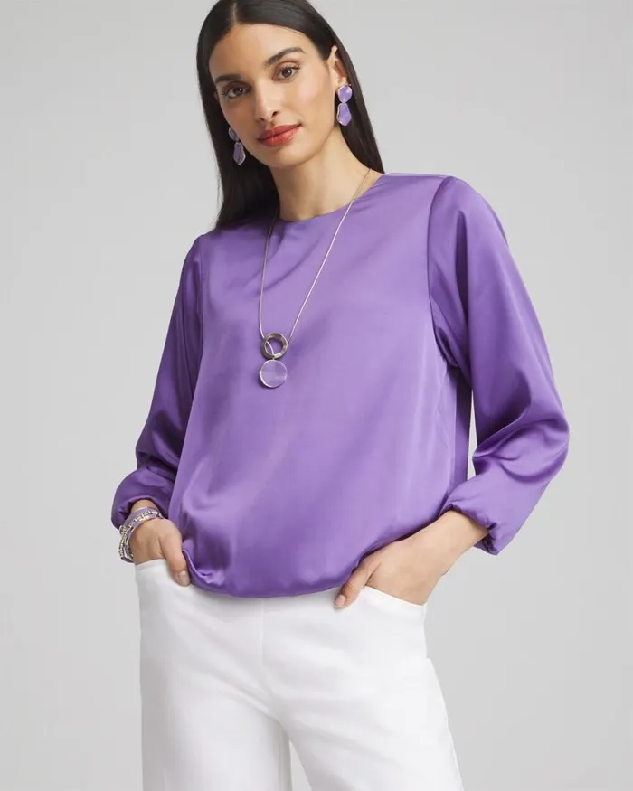 Chico039s Tops Bubble Hem Top Parisian Purple 8211 Clothing