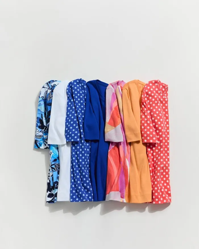 Chico039s Tops Checkered Everyday Elbow Sleeve Tee Nectarine 8211 Clothing