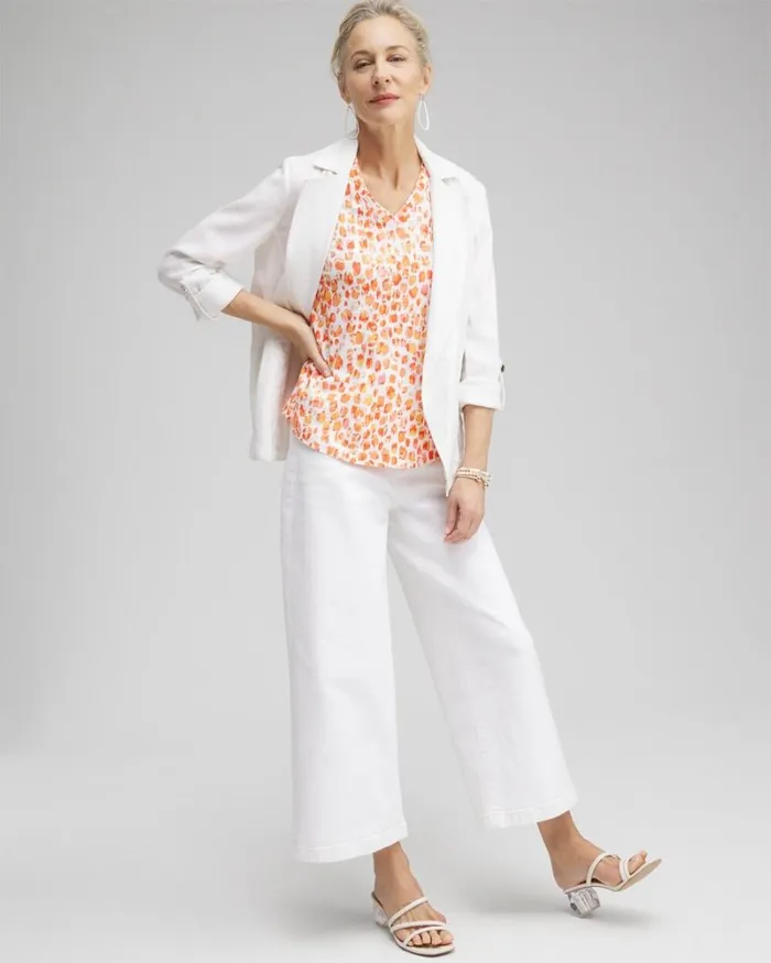 Chico039s Tops Dots Elbow Sleeve Aline Tee Nectarine 8211 Clothing