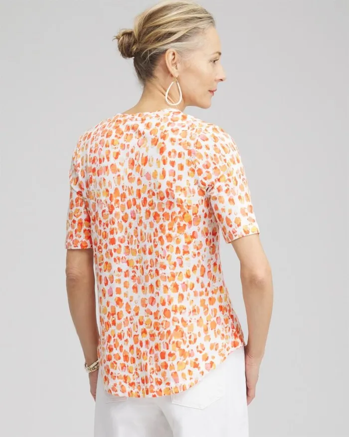 Chico039s Tops Dots Elbow Sleeve Aline Tee Nectarine 8211 Clothing