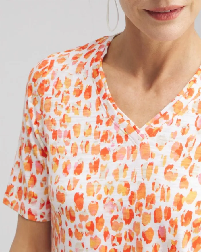 Chico039s Tops Dots Elbow Sleeve Aline Tee Nectarine 8211 Clothing