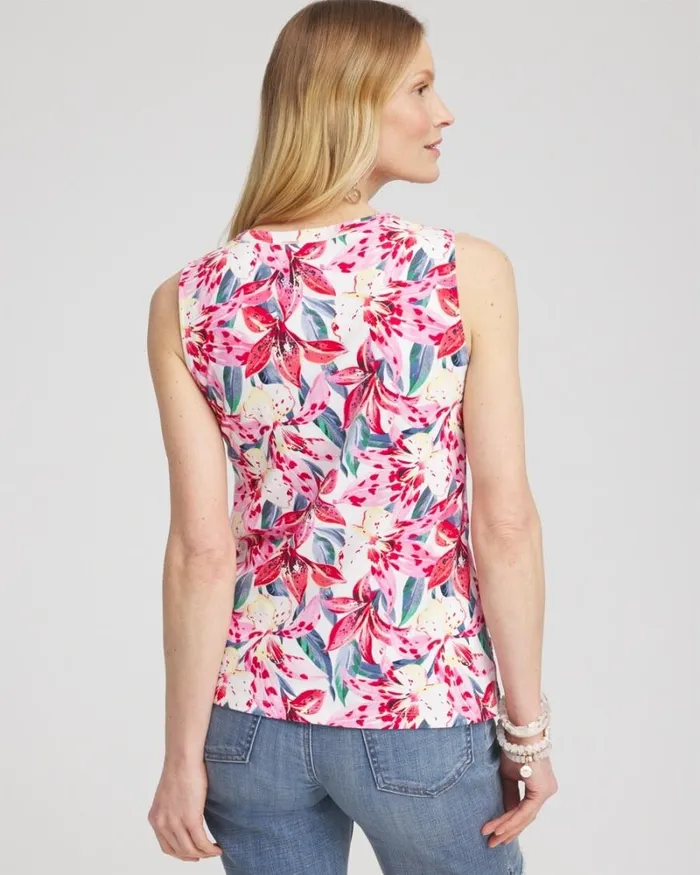 Chico039s Tops Floral Button Detail Tank Delightful Pink 8211 Clothing