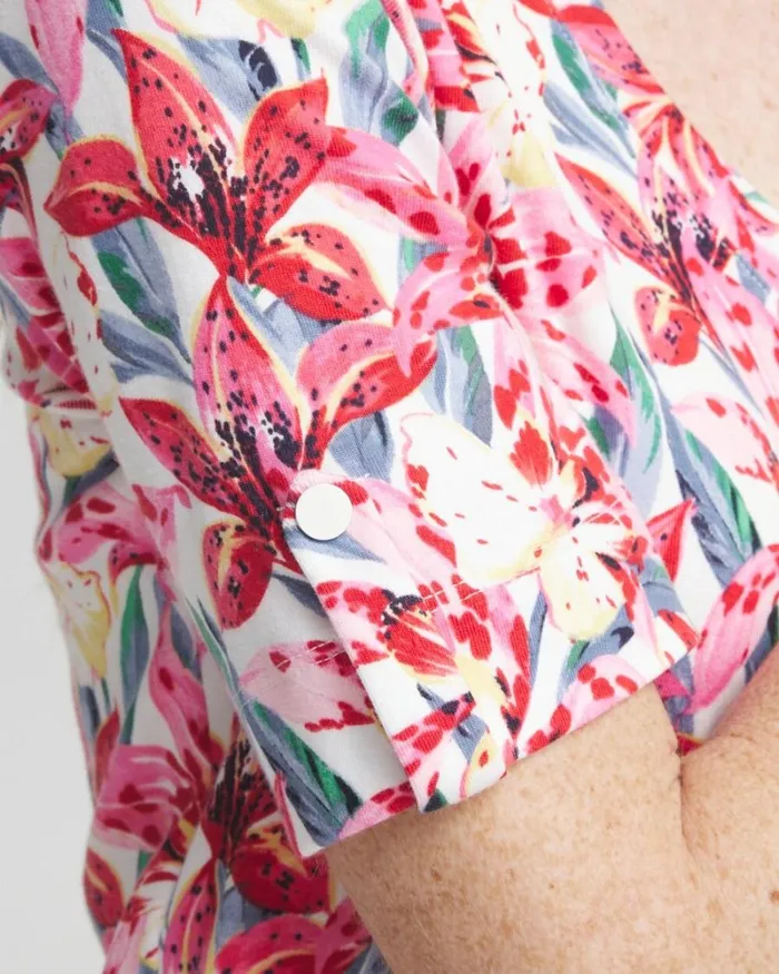 Chico039s Tops Floral Everyday Vneck Tee Watermelon Punch 8211 Clothing