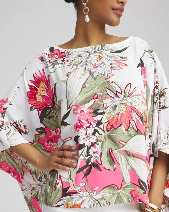 Chico039s Tops Floral Poncho Primordial Forest 8211 Clothing
