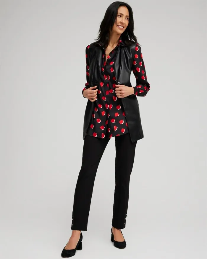 Chico039s Tops Heart Print Tunic Black 8211 Clothing