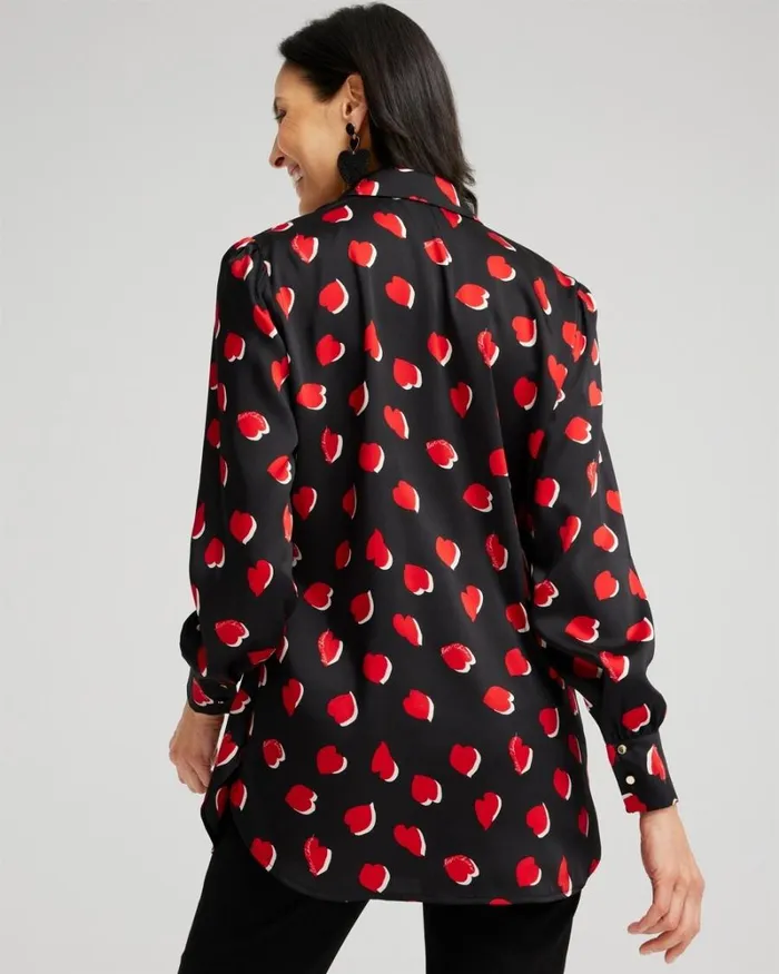 Chico039s Tops Heart Print Tunic Black 8211 Clothing