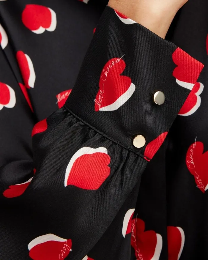 Chico039s Tops Heart Print Tunic Black 8211 Clothing