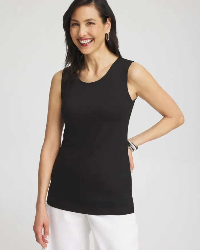 Chico039s Tops High Neck Microfiber Tank Black 8211 Clothing