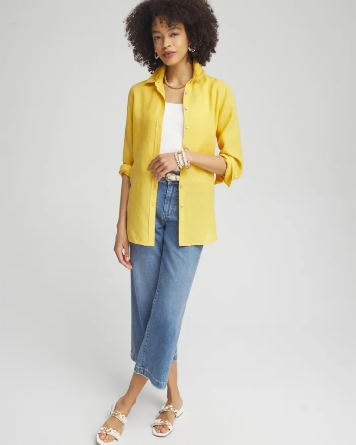 Chico039s Tops No Ironand8482 Linen 34 Sleeve Shirt Cane Orchid 8211 Clothing
