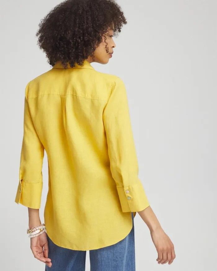 Chico039s Tops No Ironand8482 Linen 34 Sleeve Shirt Cane Orchid 8211 Clothing