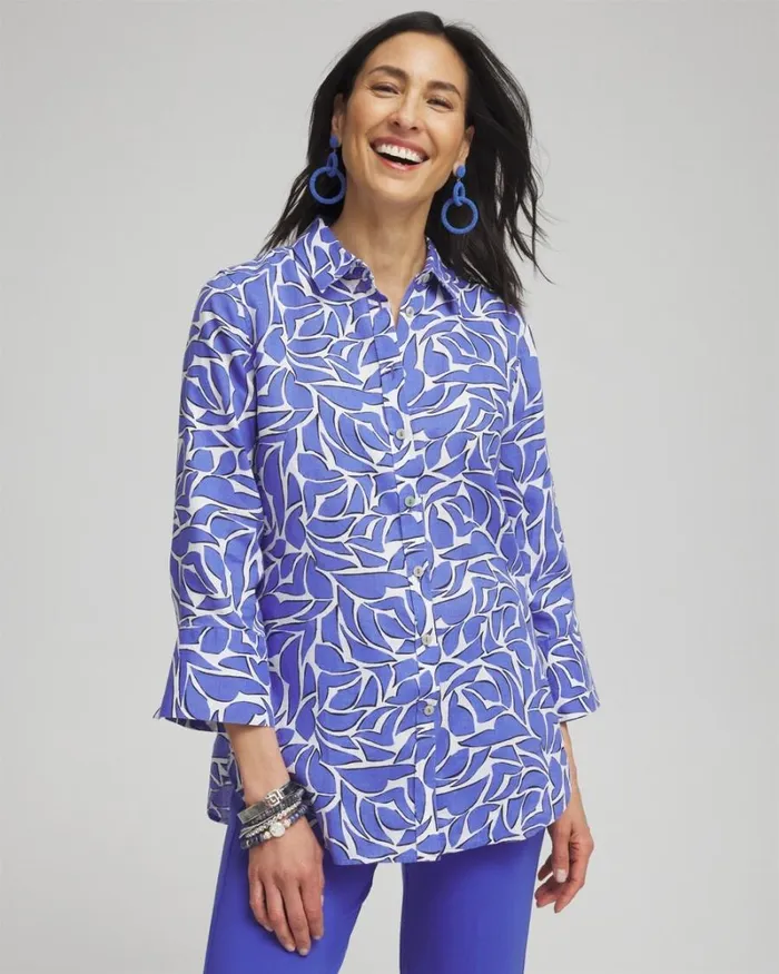 Chico039s Tops No Ironand8482 Linen Abstract 34 Sleeve Shirt Purple Nightshade 8211 Clothing Chico039s Tops No Ironand8482 Linen Abstract 34 Sleeve Shirt Purple Nightshade 8211 Clothing